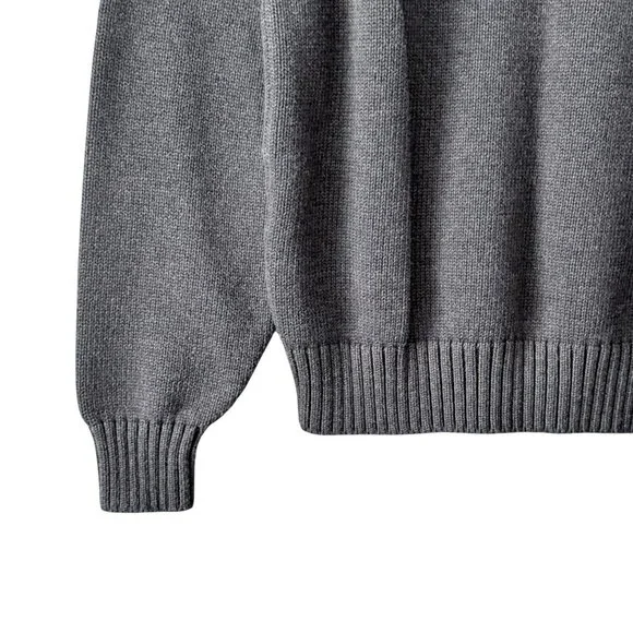 Vintage Lands End Mens Small Drifter Sweater Cotton Pullover 90s Charcoal Gray - Picture 8 of 14